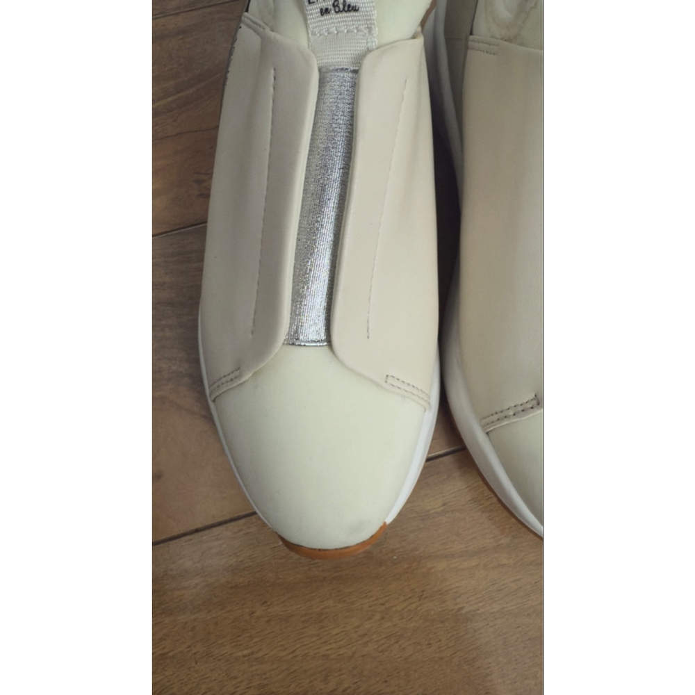 Women's LANVIN en Bleu Beige Silver Slip-On Sneakers US 5.5 - Picture 2 of 8